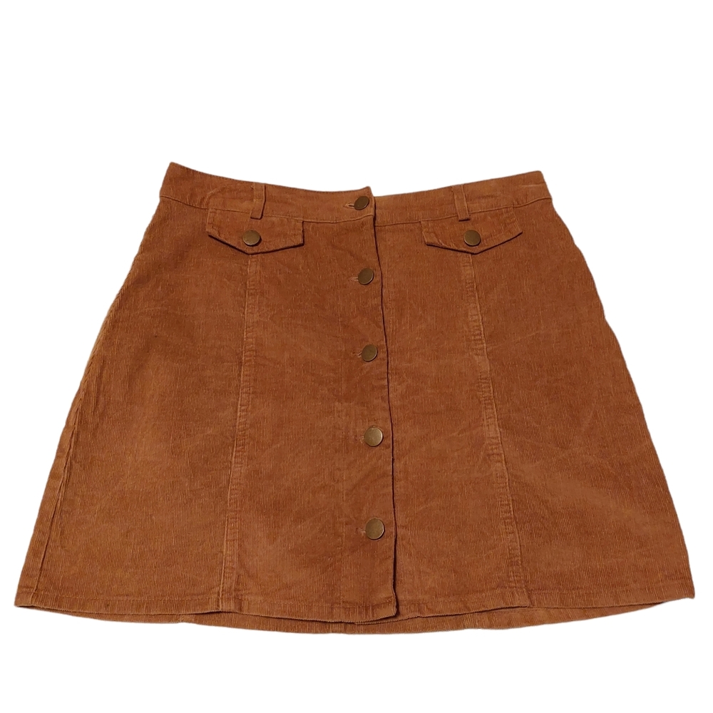 The Impeccable Pig Tan Button-Front Mini Skirt